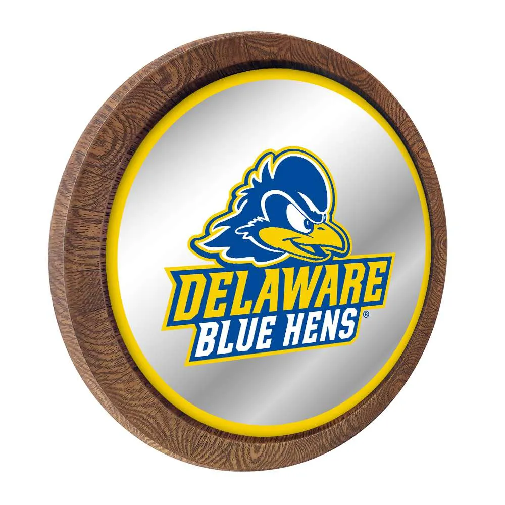 Delaware Blue Hens: Logo - "Faux" Barrel Top Mirrored Wall Sign