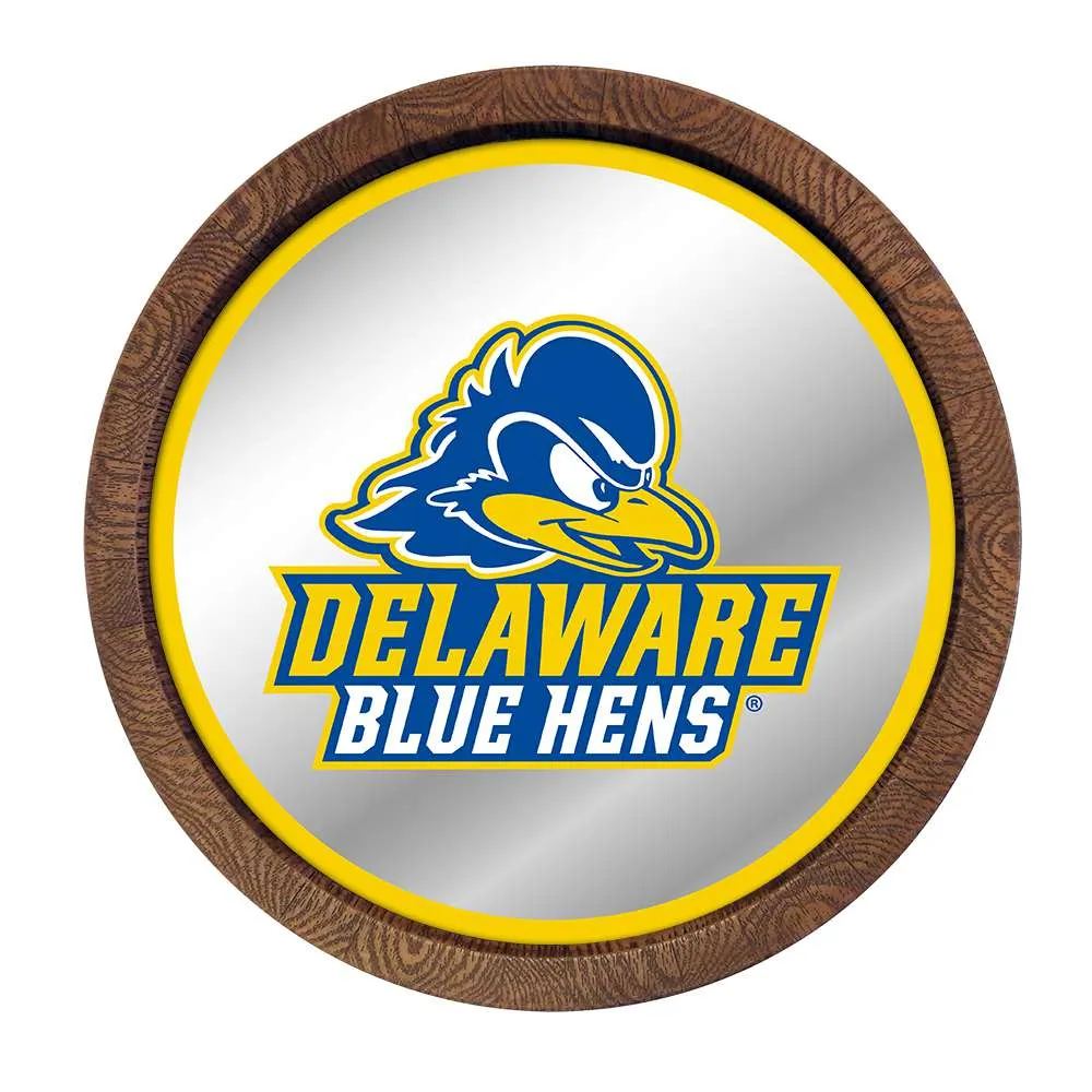 Delaware Blue Hens: Logo - "Faux" Barrel Top Mirrored Wall Sign