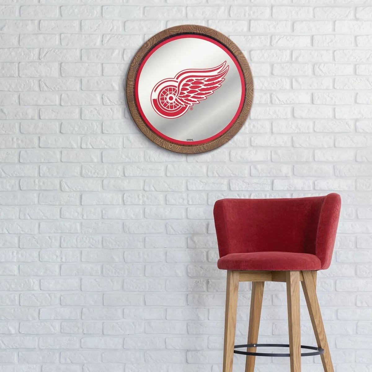 Detroit Red Wings: Mirrored Barrel Top Wall Sign