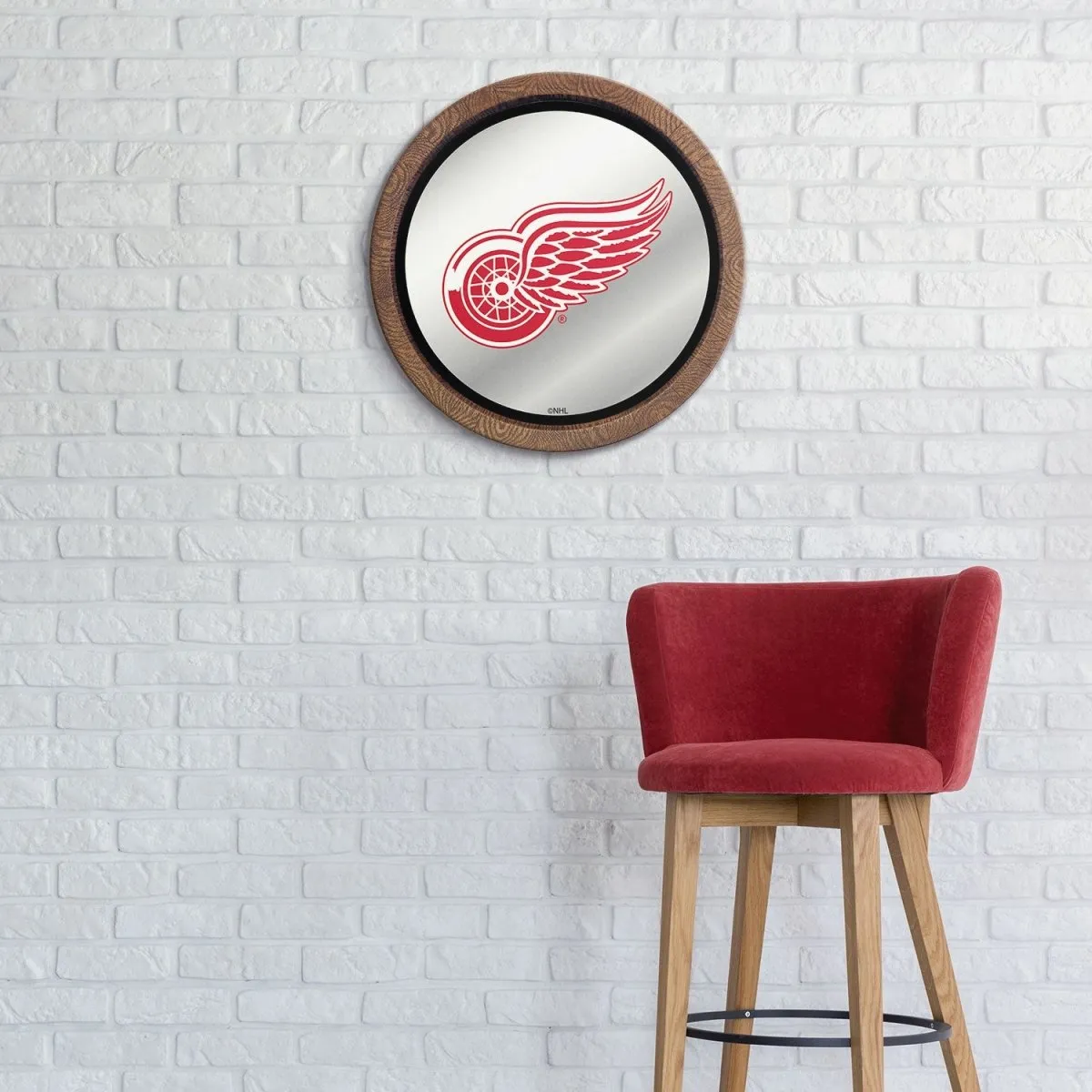 Detroit Red Wings: Mirrored Barrel Top Wall Sign
