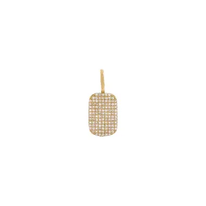Diamond Pave Dog Tag Charm 14K