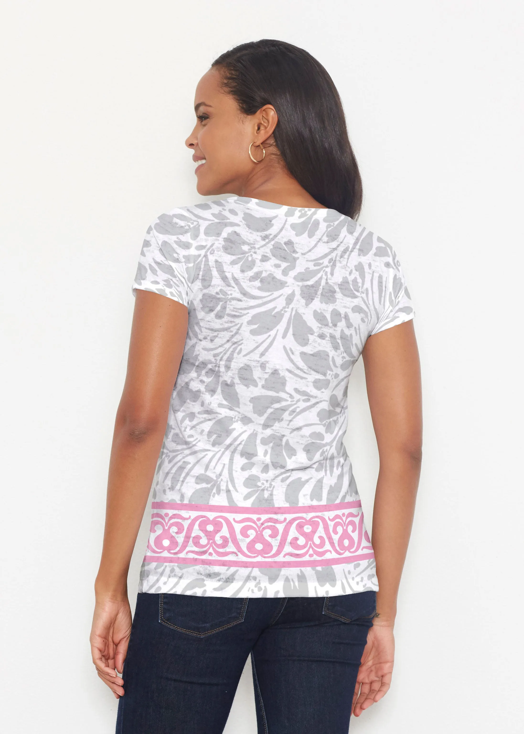 Ditsy Grey (7936) ~ Short Sleeve Scoop Shirt