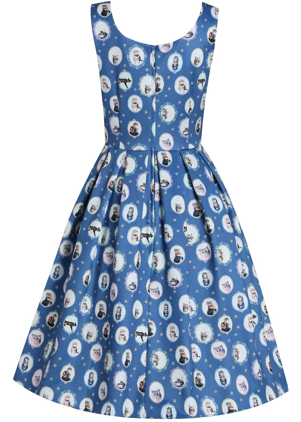Dolly & Dotty Amanda Cat In the Mirror 50's Swing Dress Blue