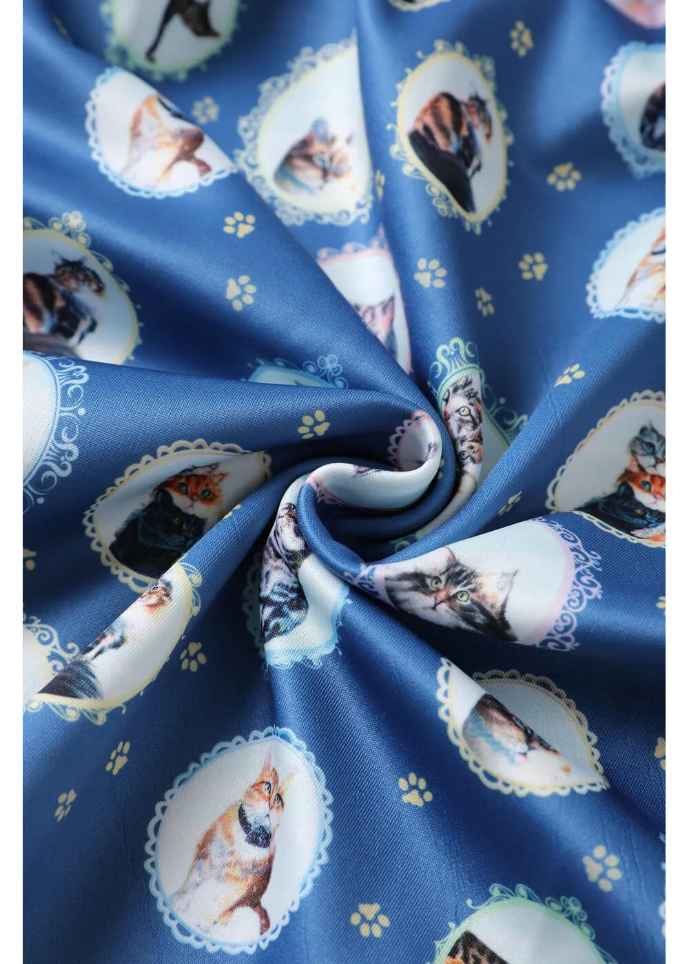 Dolly & Dotty Amanda Cat In the Mirror 50's Swing Dress Blue