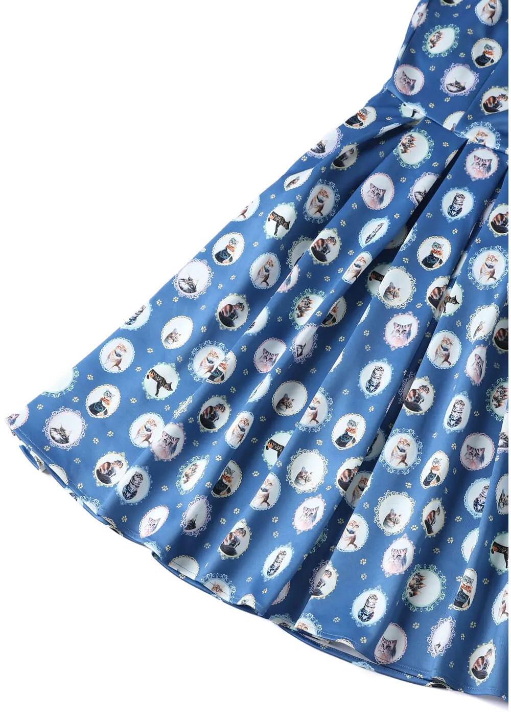 Dolly & Dotty Amanda Cat In the Mirror 50's Swing Dress Blue