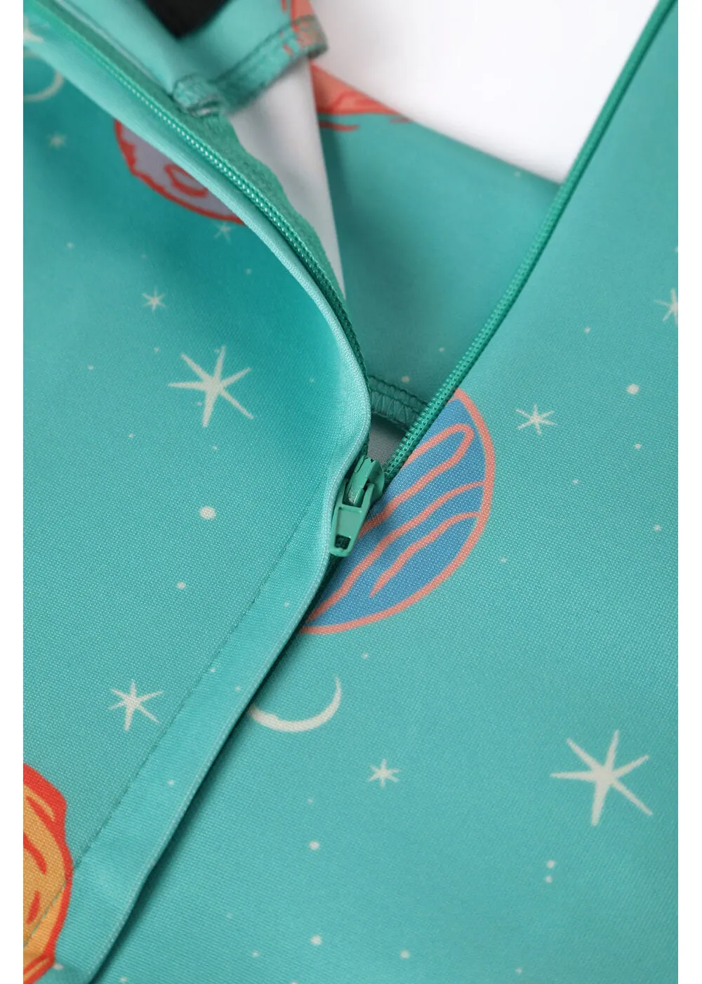 Dolly & Dotty Amanda Dinosaur World 50's Swing Jurk Turquoise