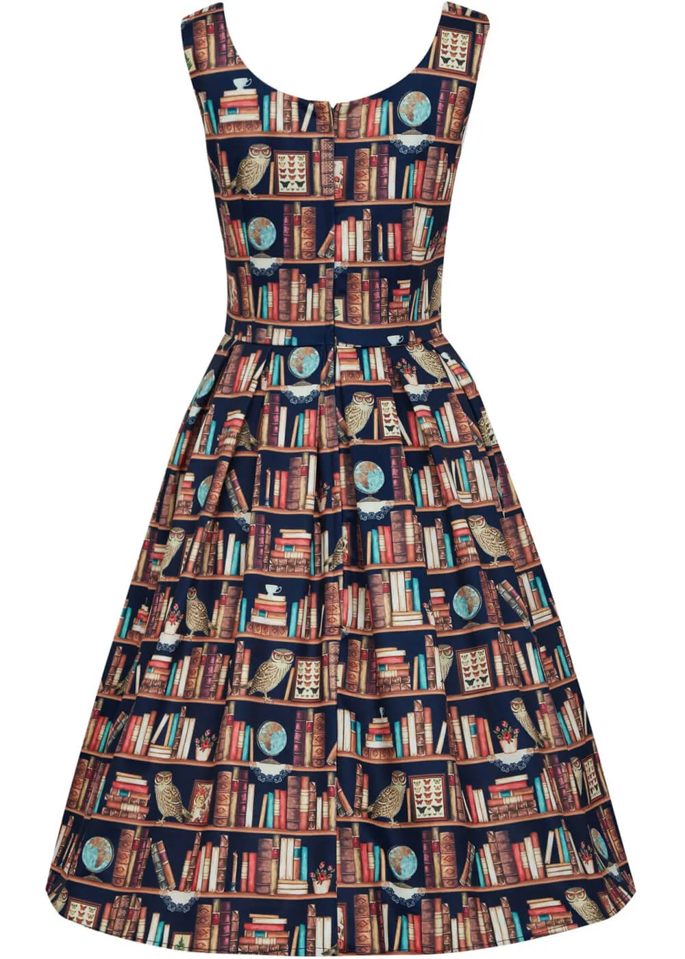 Dolly & Dotty Amanda Library Book Owl 50's Swing Dress Brown