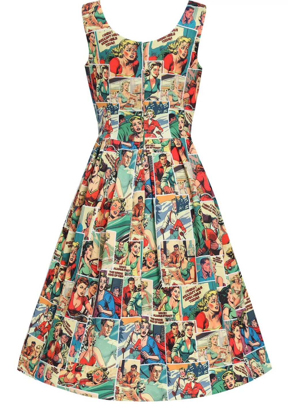 Dolly & Dotty Amanda Vintage Comic 50's Swing Dress Multi