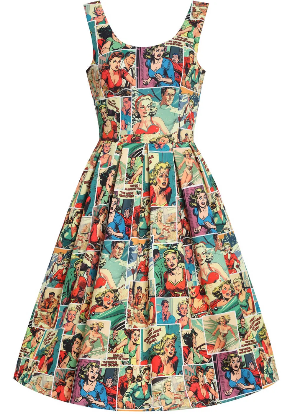 Dolly & Dotty Amanda Vintage Comic 50's Swing Dress Multi