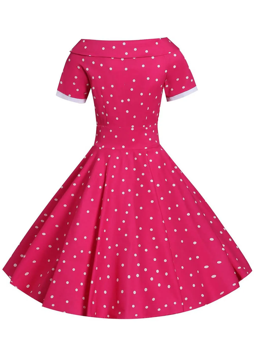 Dolly & Dotty Darlene Polkadot 50's Swing Dress Hot Pink