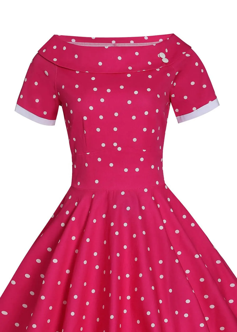 Dolly & Dotty Darlene Polkadot 50's Swing Dress Hot Pink