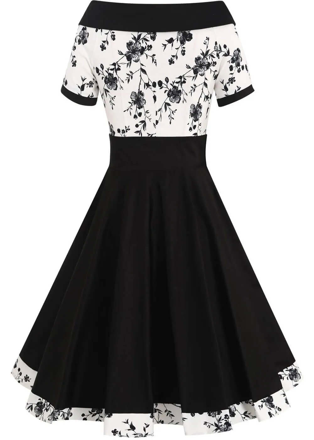 Dolly & Dotty Darlene Rose 50's Swing Dress Black White