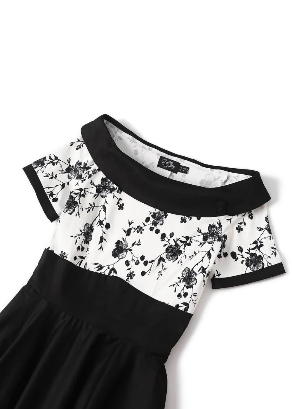 Dolly & Dotty Darlene Rose 50's Swing Dress Black White