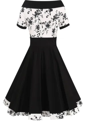 Dolly & Dotty Darlene Rose 50's Swing Dress Black White