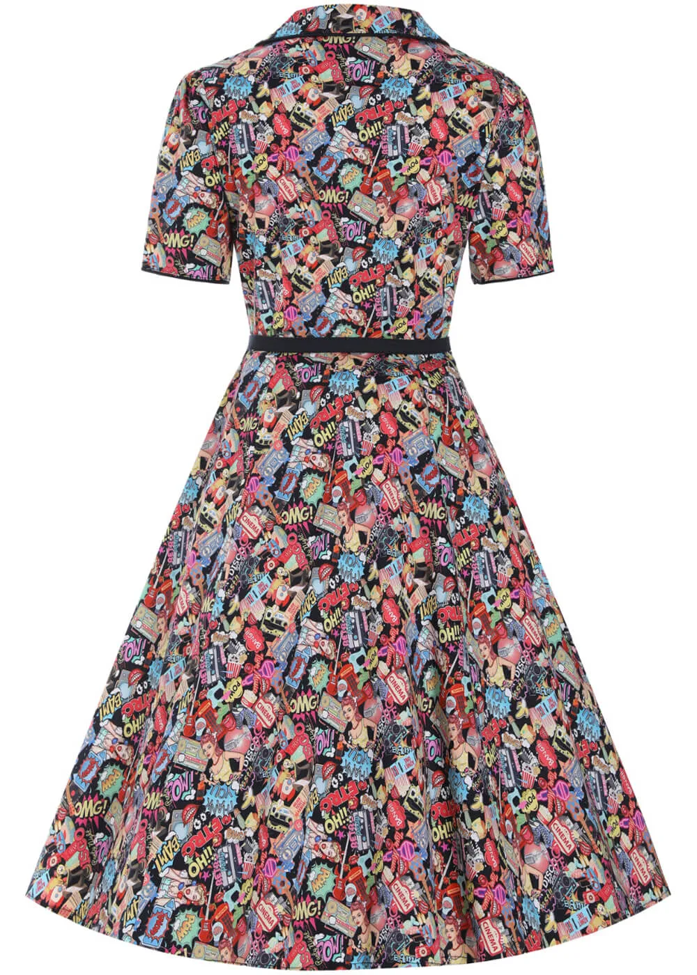 Dolly & Dotty Penelope Cartoon Pop Art 50's Swing Dress Black