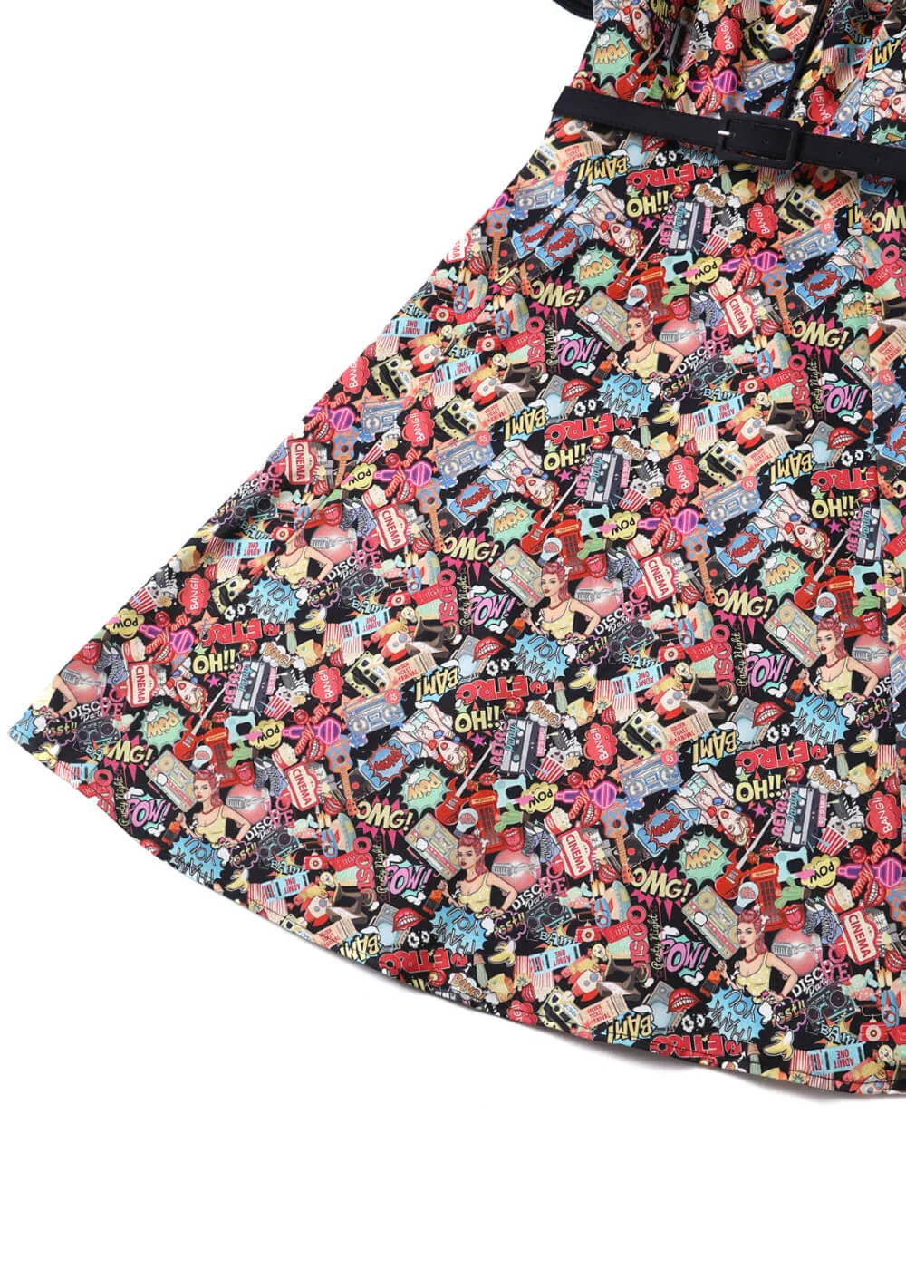 Dolly & Dotty Penelope Cartoon Pop Art 50's Swing Dress Black