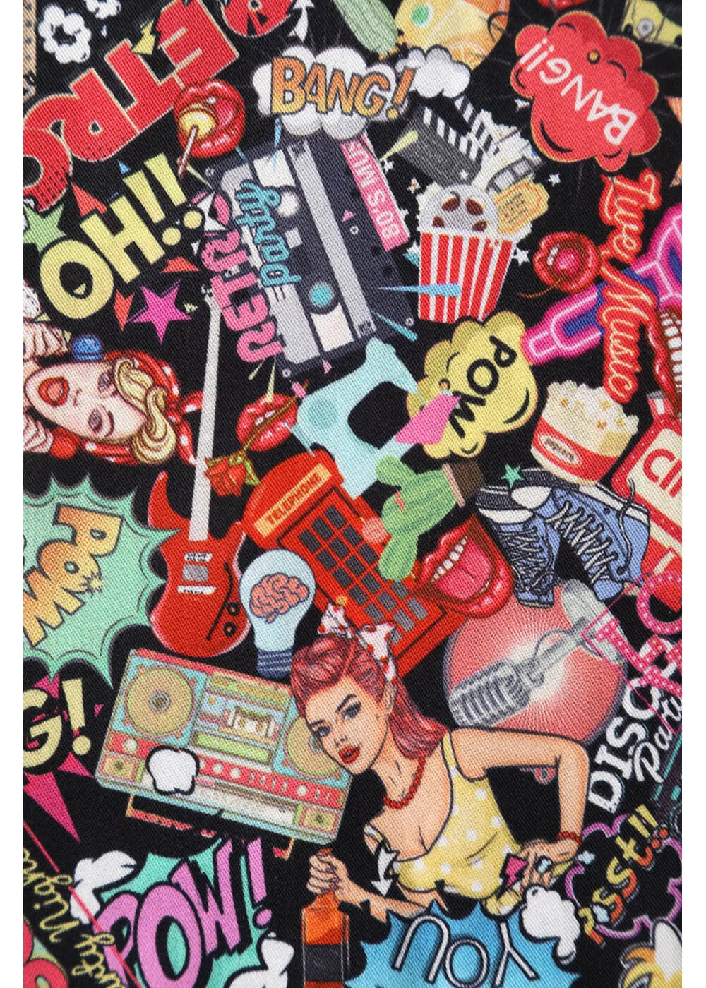 Dolly & Dotty Penelope Cartoon Pop Art 50's Swing Dress Black