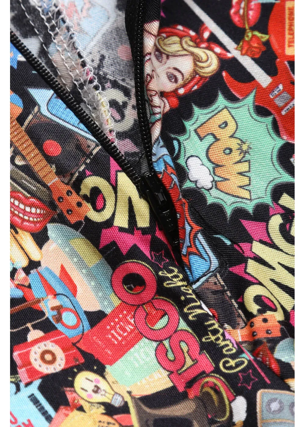 Dolly & Dotty Penelope Cartoon Pop Art 50's Swing Dress Black