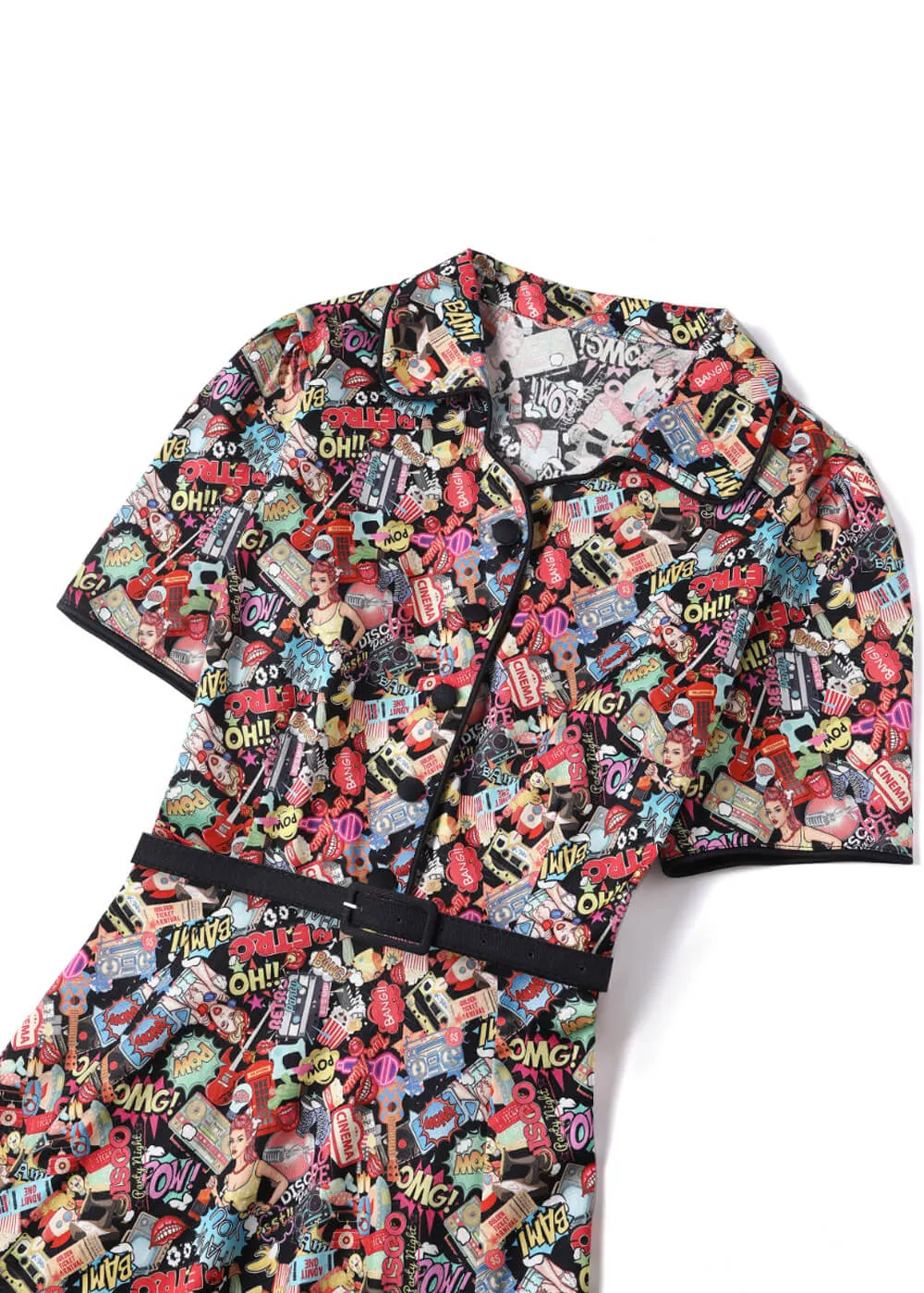Dolly & Dotty Penelope Cartoon Pop Art 50's Swing Dress Black