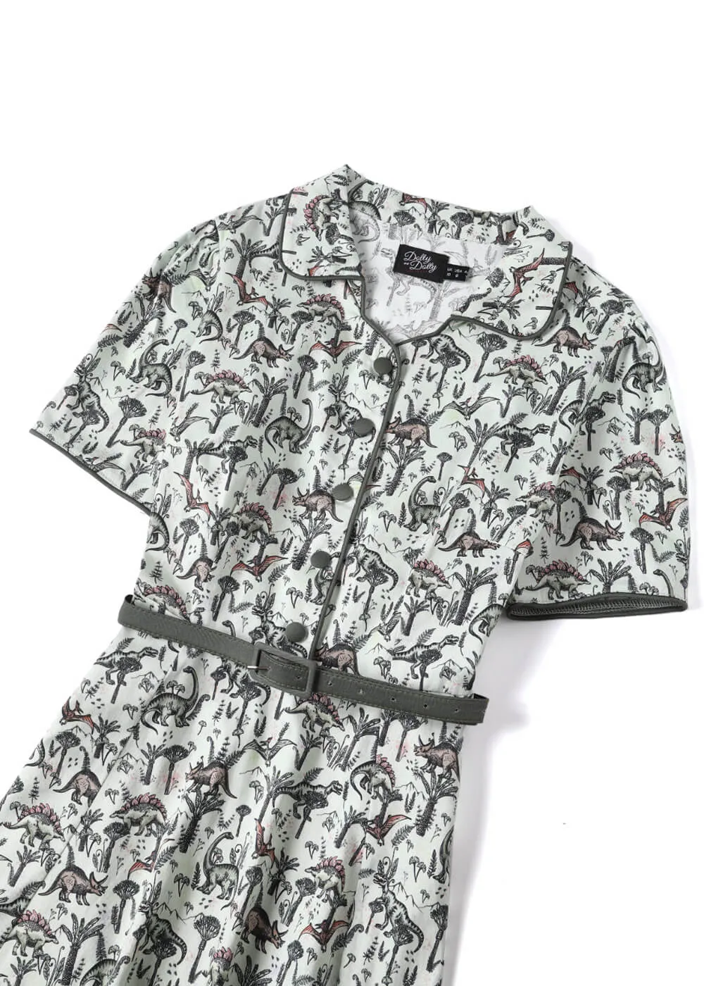 Dolly & Dotty Penelope Dinosaur Forest 50's Swing Dress Green