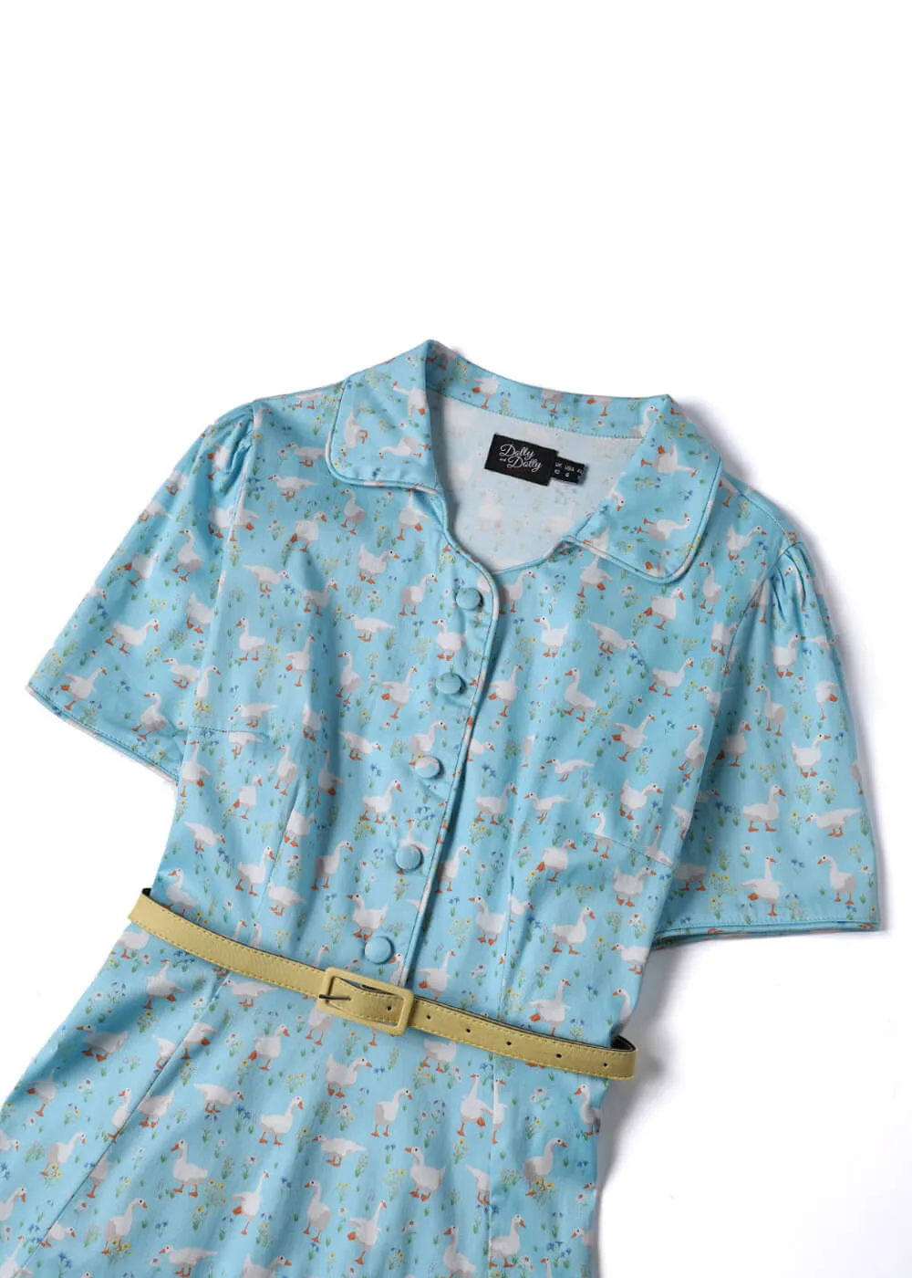 Dolly & Dotty Penelope Duck Farm  50's Swing Dress Light Blue
