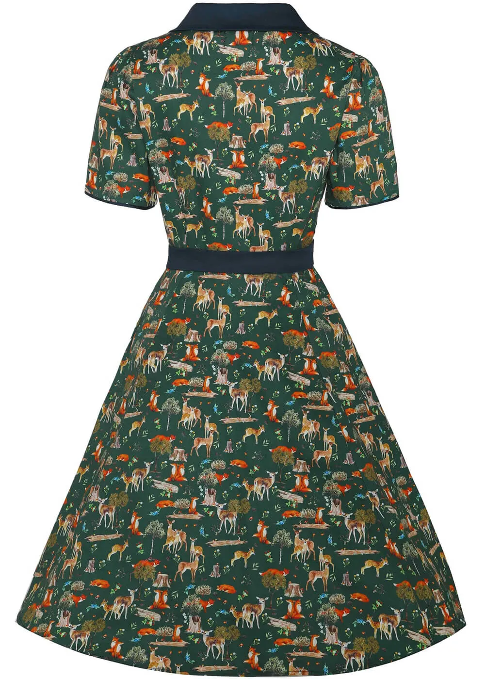 Dolly & Dotty Penelope Woodland 50's Swing Dress Dark Green