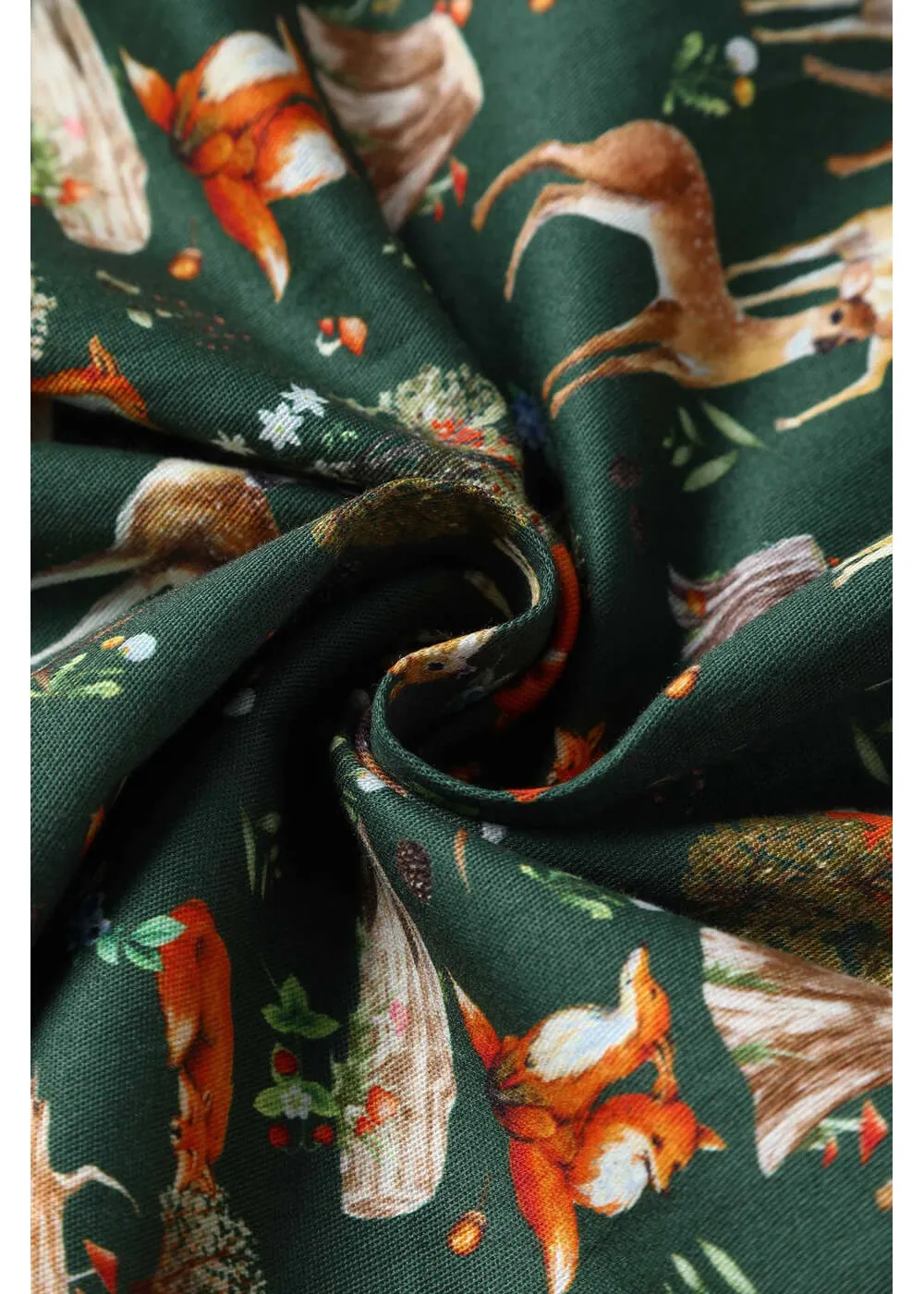 Dolly & Dotty Penelope Woodland 50's Swing Dress Dark Green