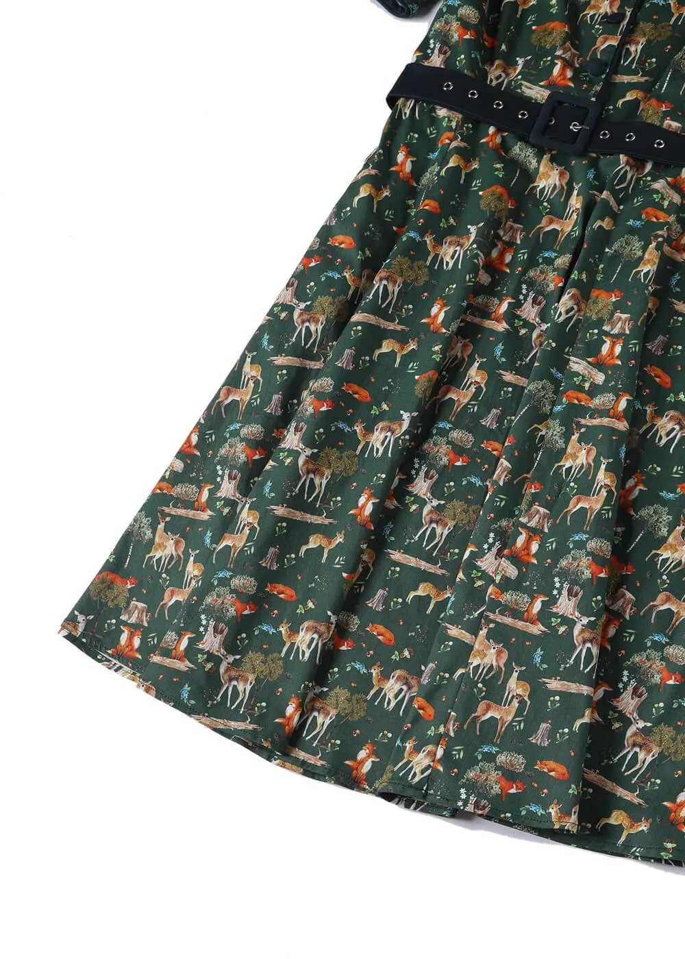 Dolly & Dotty Penelope Woodland 50's Swing Dress Dark Green