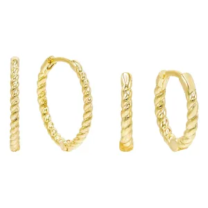 Double Rope Huggie Earring Combo Set