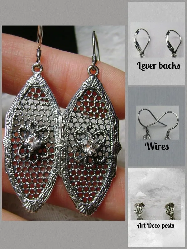 E20, Flower Star Earrings, Round Gems, Vintage Jewelry Design#E20