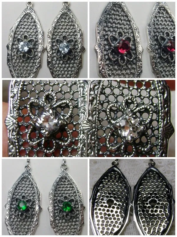 E20, Flower Star Earrings, Round Gems, Vintage Jewelry Design#E20