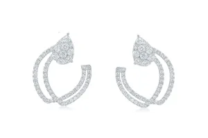 Earrings 18kt White Gold Double Hoops & Diamonds