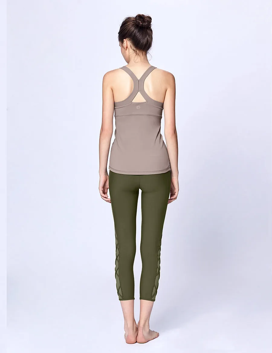 easyoga LA-VEDA U-Shirred Tank11 - C7 Khaki