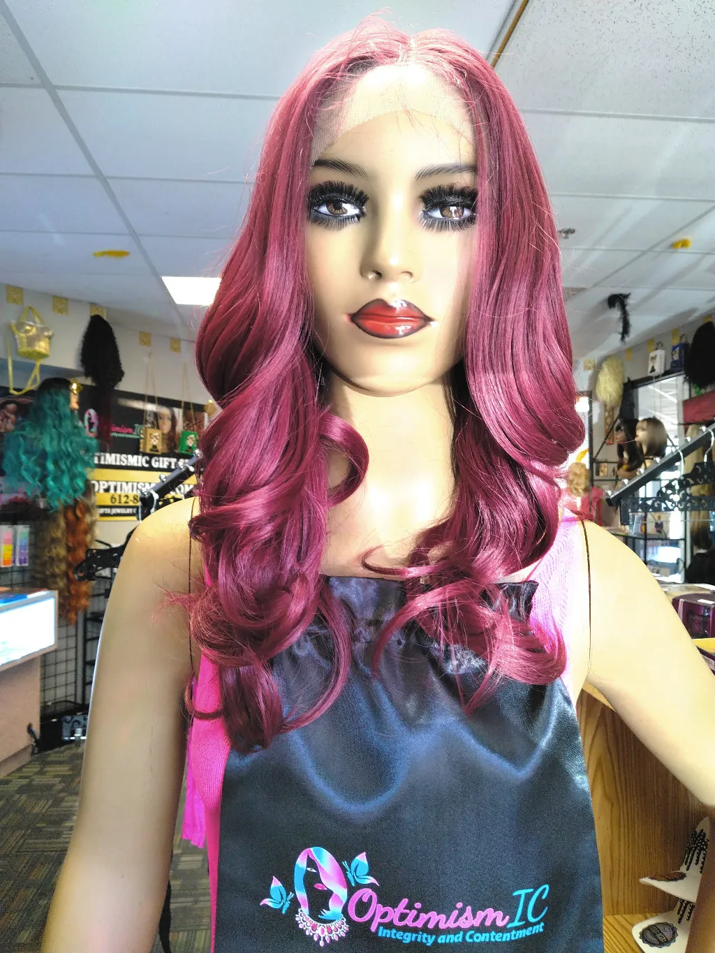 Ebony HD Lace 26inch Synthetic Lace Front Wigs at Optimismic Wigs and Gifts