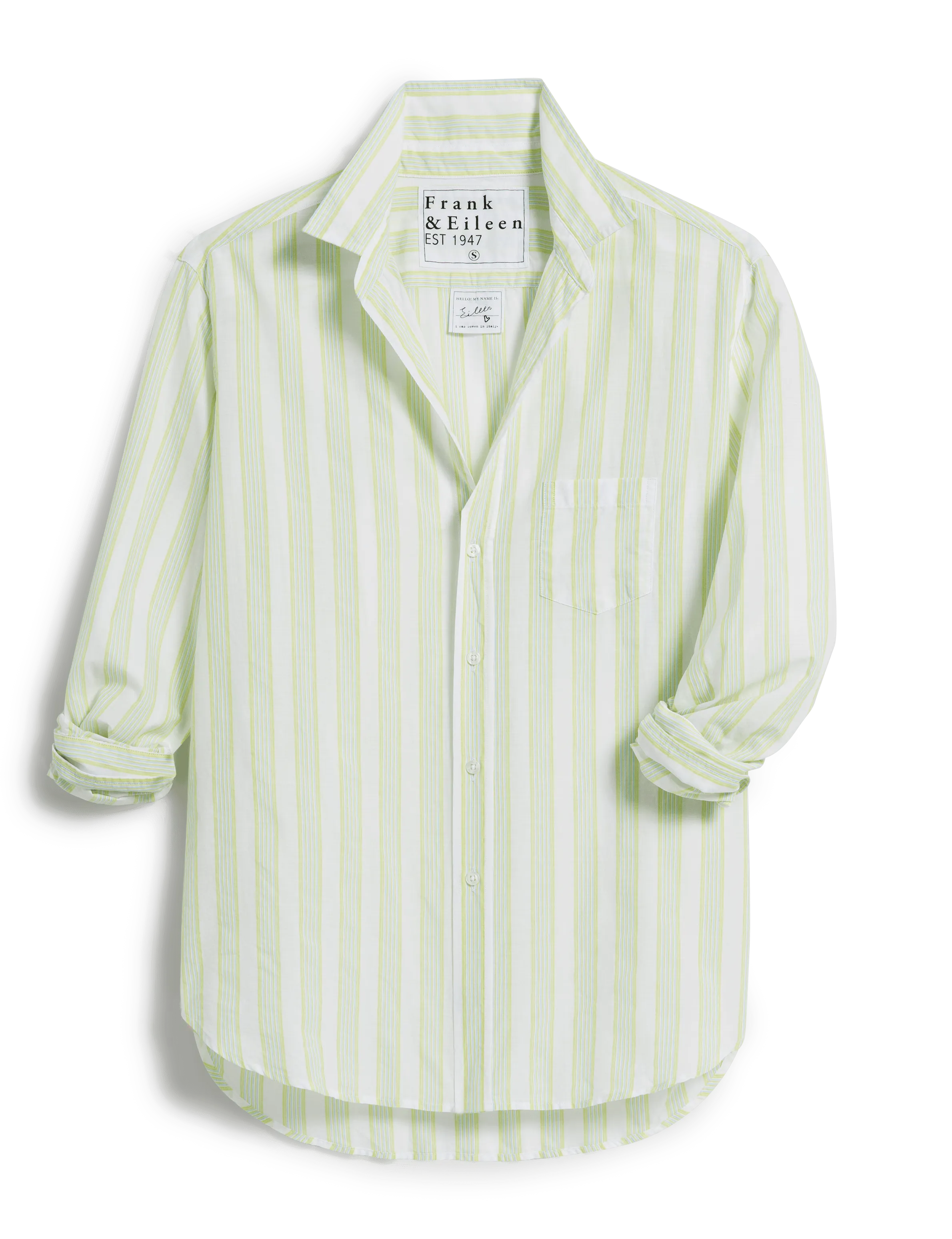 EILEEN Chartreuse and Blue Stripe, Italian Cotton
