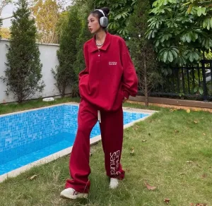 EINKLANG SATURDAY Solid Color Sweatshirt Sweatpants Matching Set
