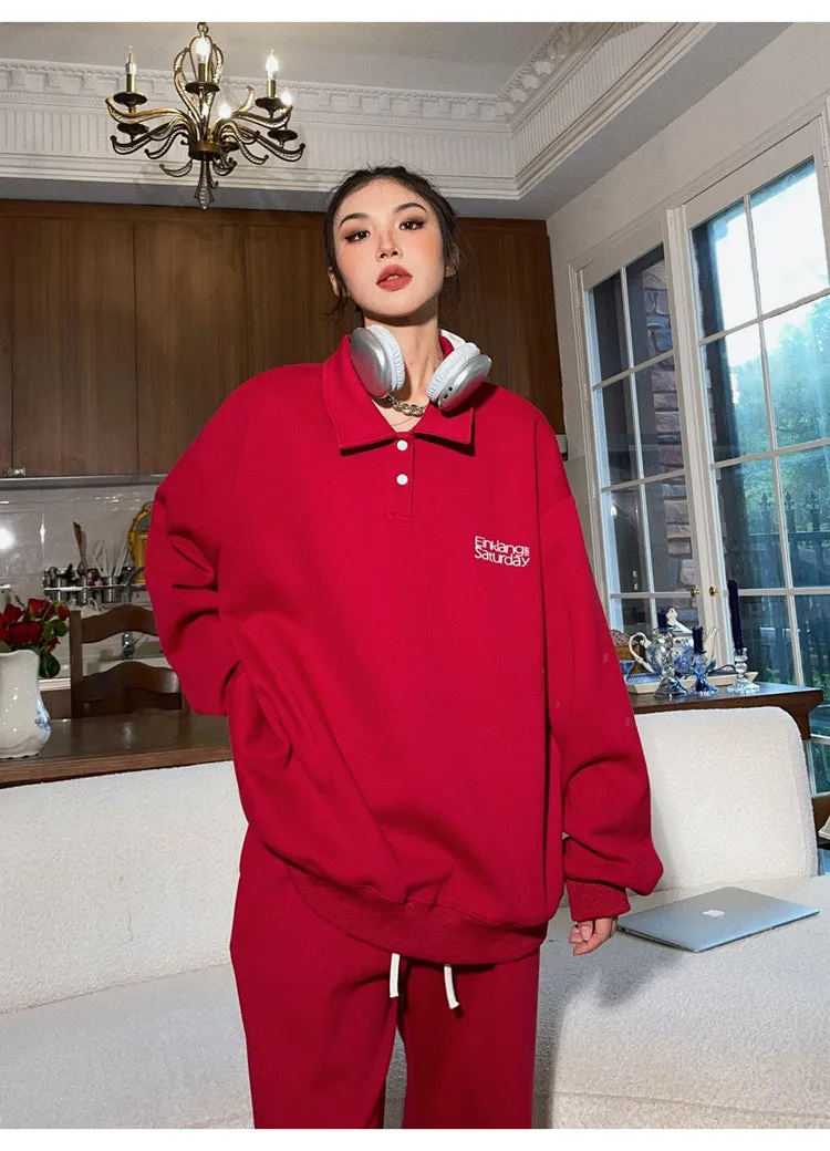 EINKLANG SATURDAY Solid Color Sweatshirt Sweatpants Matching Set