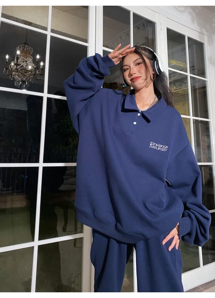EINKLANG SATURDAY Solid Color Sweatshirt Sweatpants Matching Set