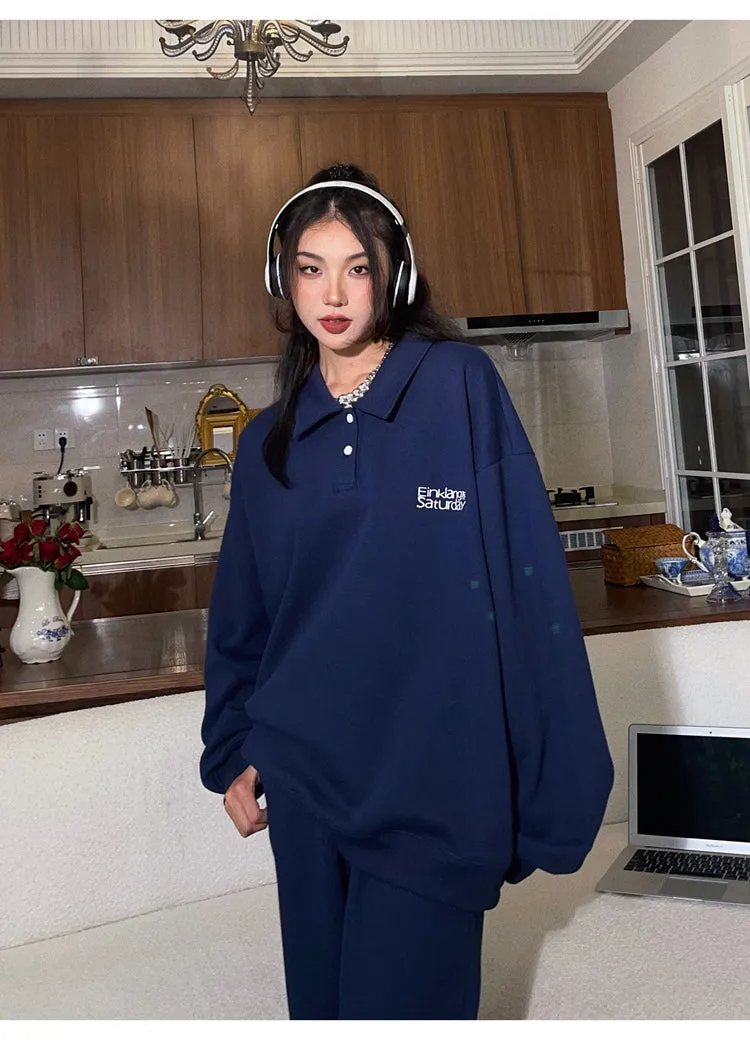 EINKLANG SATURDAY Solid Color Sweatshirt Sweatpants Matching Set