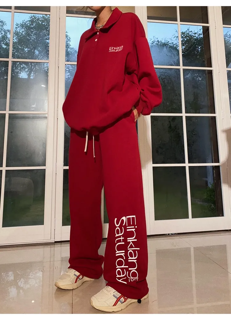 EINKLANG SATURDAY Solid Color Sweatshirt Sweatpants Matching Set