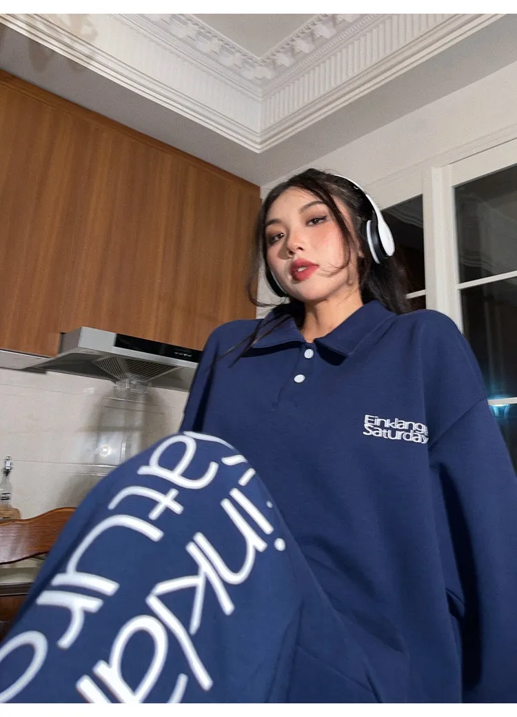 EINKLANG SATURDAY Solid Color Sweatshirt Sweatpants Matching Set