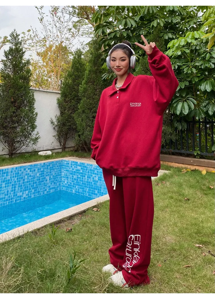EINKLANG SATURDAY Solid Color Sweatshirt Sweatpants Matching Set