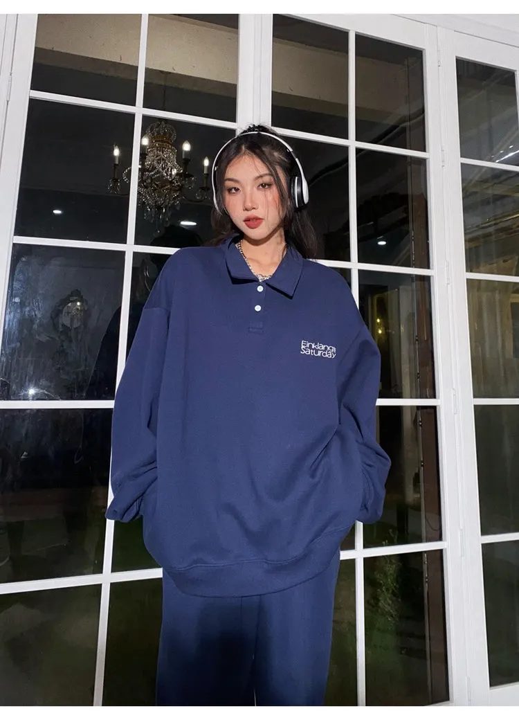 EINKLANG SATURDAY Solid Color Sweatshirt Sweatpants Matching Set