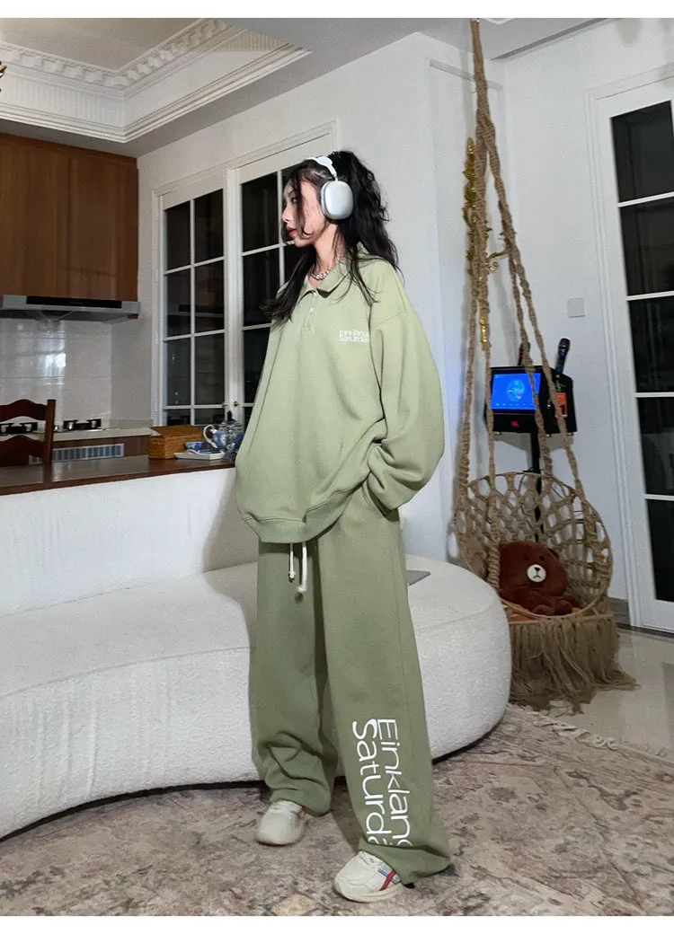 EINKLANG SATURDAY Solid Color Sweatshirt Sweatpants Matching Set