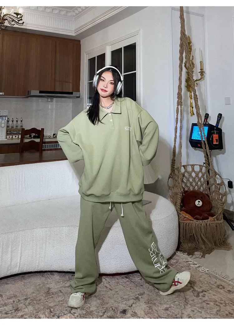 EINKLANG SATURDAY Solid Color Sweatshirt Sweatpants Matching Set