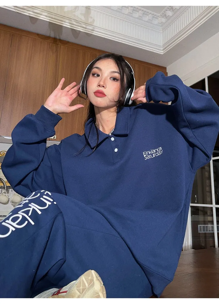 EINKLANG SATURDAY Solid Color Sweatshirt Sweatpants Matching Set