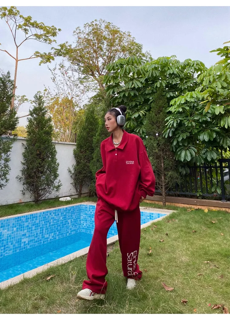 EINKLANG SATURDAY Solid Color Sweatshirt Sweatpants Matching Set