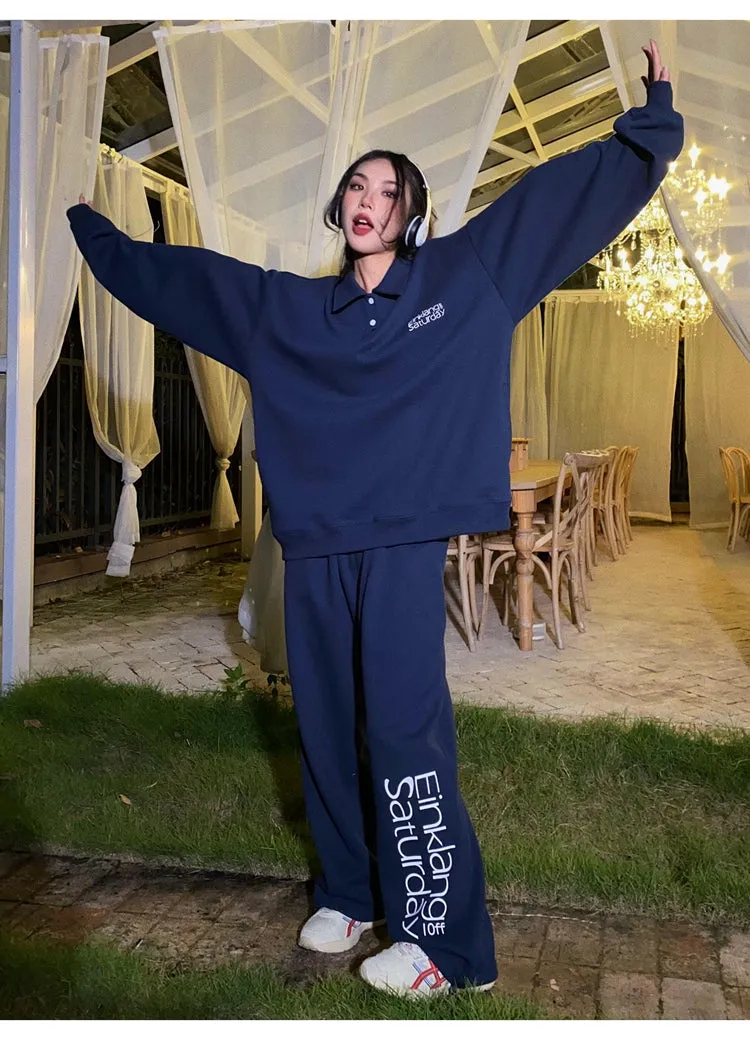 EINKLANG SATURDAY Solid Color Sweatshirt Sweatpants Matching Set