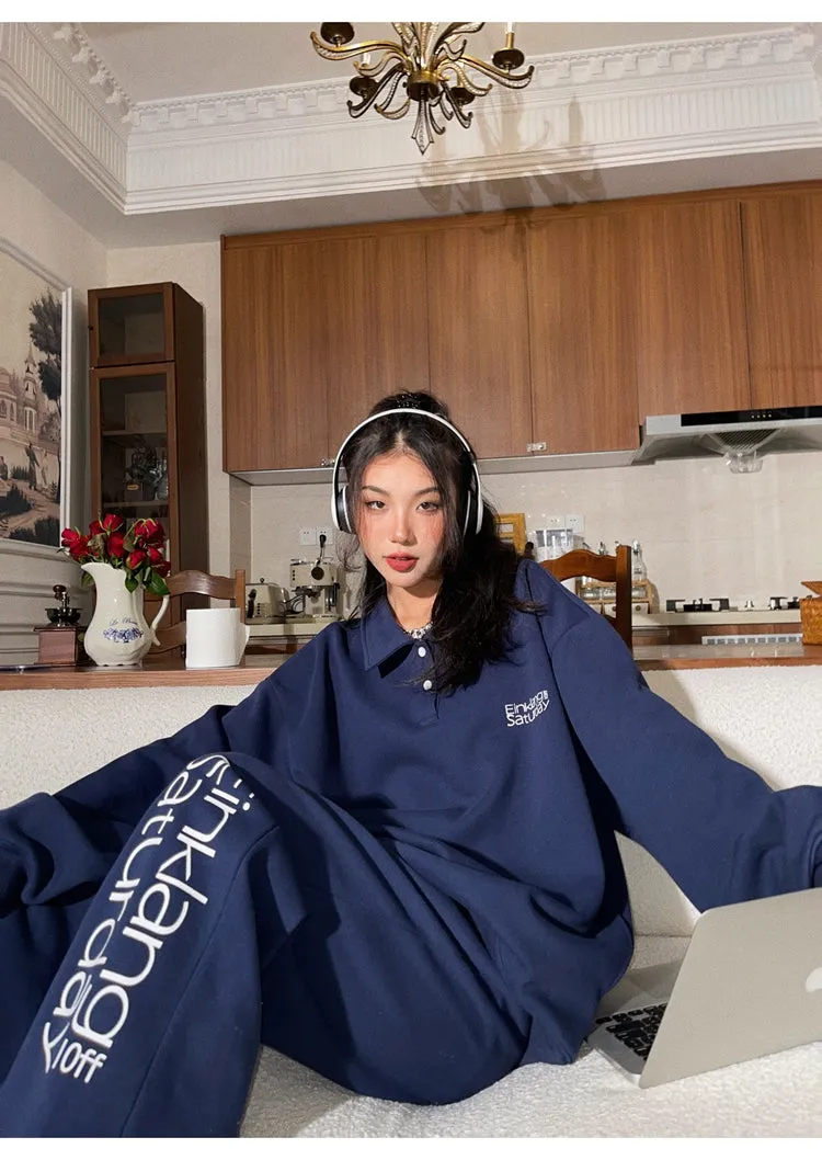 EINKLANG SATURDAY Solid Color Sweatshirt Sweatpants Matching Set