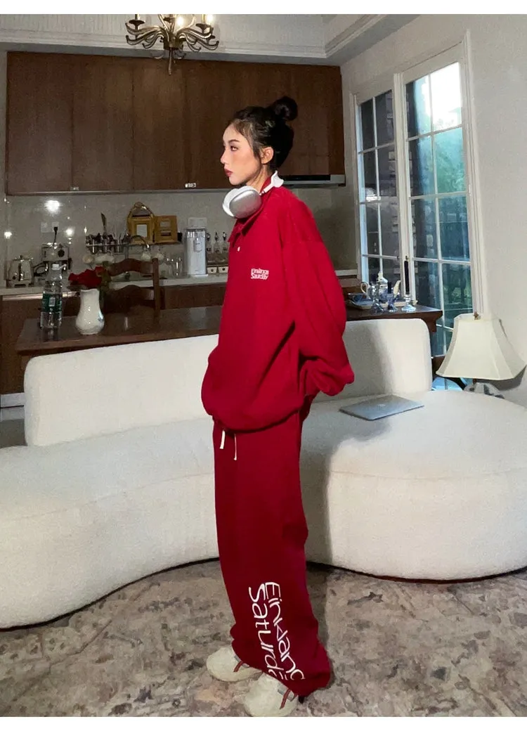 EINKLANG SATURDAY Solid Color Sweatshirt Sweatpants Matching Set